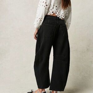 Free People Mid Rise Barrel Jeans in color sound wave